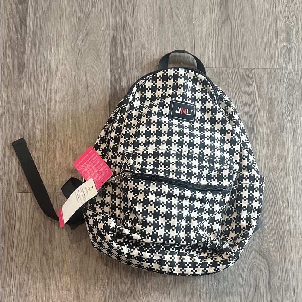 Chic Black and White Patterned Backpack from japan ❤️